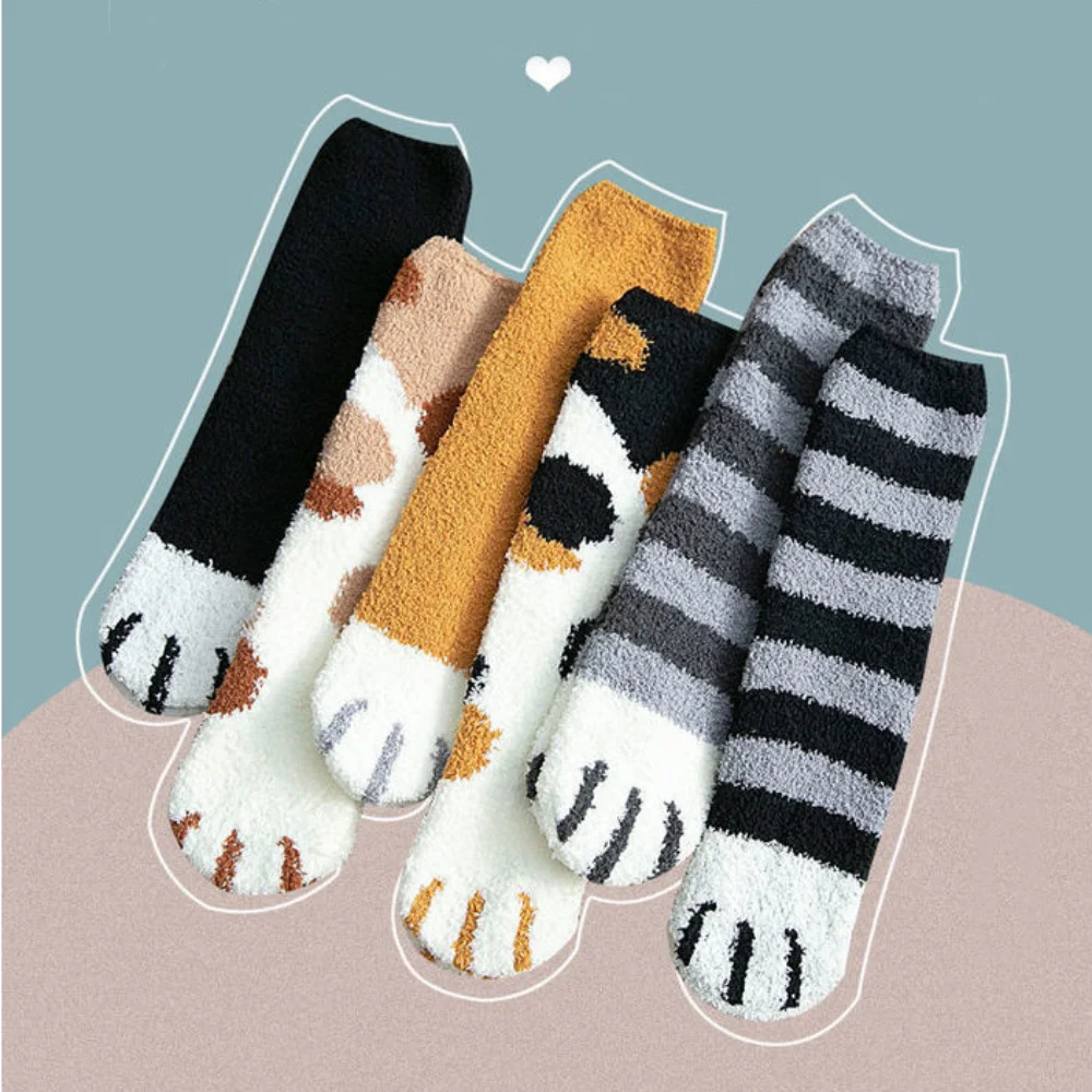 Plush Winter Cotton Socks Middle Tube Cat Paw Cartoon Pattern Floor Sox Thickened Super Soft Coral Velvet Socks
Plush Winter Cotton Socks Middle Tube Cat Paw Cartoon Pattern Floor Sox Thickened Super Soft Coral Velvet Socks