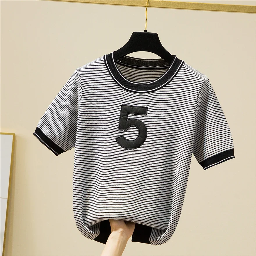 Korean Hit Color Striped Short Sleeve Sweaters Women 2024 Spring Summer New Knitwear Korean Causal O-neck Pullover Knitted Top
Korean Hit Color Striped Short Sleeve Sweaters Women 2024 Spring Summer New Knitwear Korean Causal O-neck Pullover Knitted Top