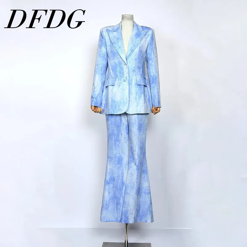DFDG Ladies' 2025 Early Spring New Tie-dyed Printed Slim-fit Mid-length Suit Jacket And Trousers Set Of Two Pieces Design sense
DFDG Ladies' 2025 Early Spring New Tie-dyed Printed Slim-fit Mid-length Suit Jacket And Trousers Set Of Two Pieces Design sense