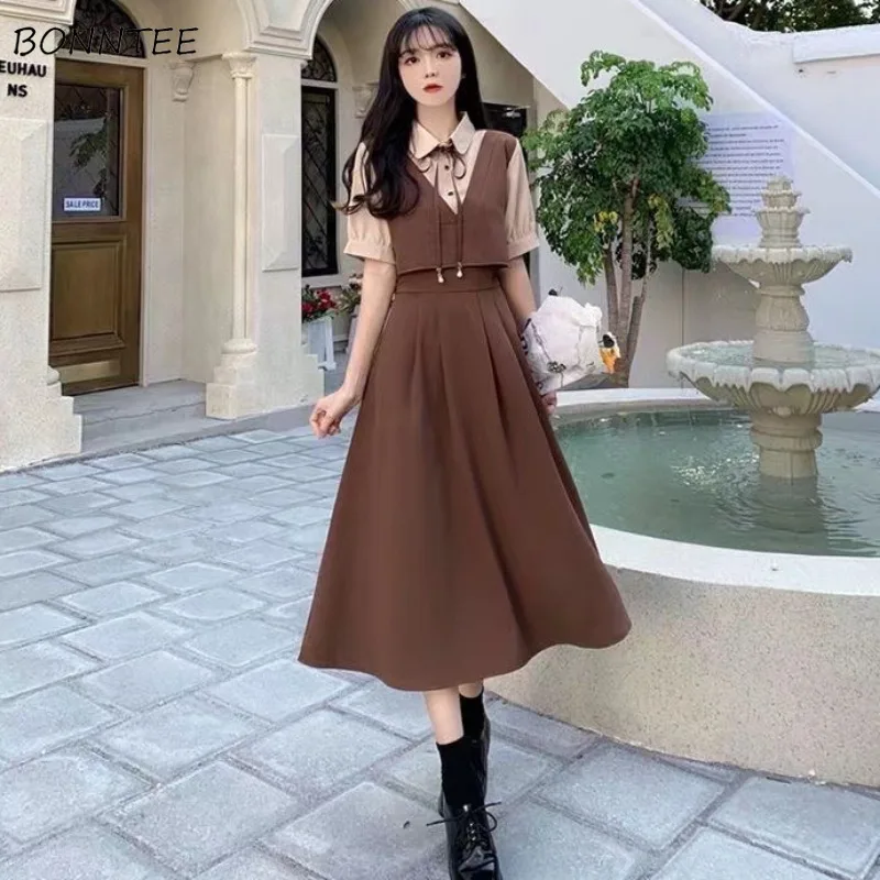 Mid-calf Dresses for Women Korean Style College Girls All-match Simple Design Patchwork Niche Summer Short Sleeve Casual Loose
Mid-calf Dresses for Women Korean Style College Girls All-match Simple Design Patchwork Niche Summer Short Sleeve Casual Loose