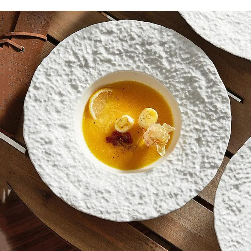 Rock Texture Ceramic Main Dish Plate Kitchen Utensils Household Soup Pure White Straw Hat Dishes Round Tableware
Rock Texture Ceramic Main Dish Plate Kitchen Utensils Household Soup Pure White Straw Hat Dishes Round Tableware