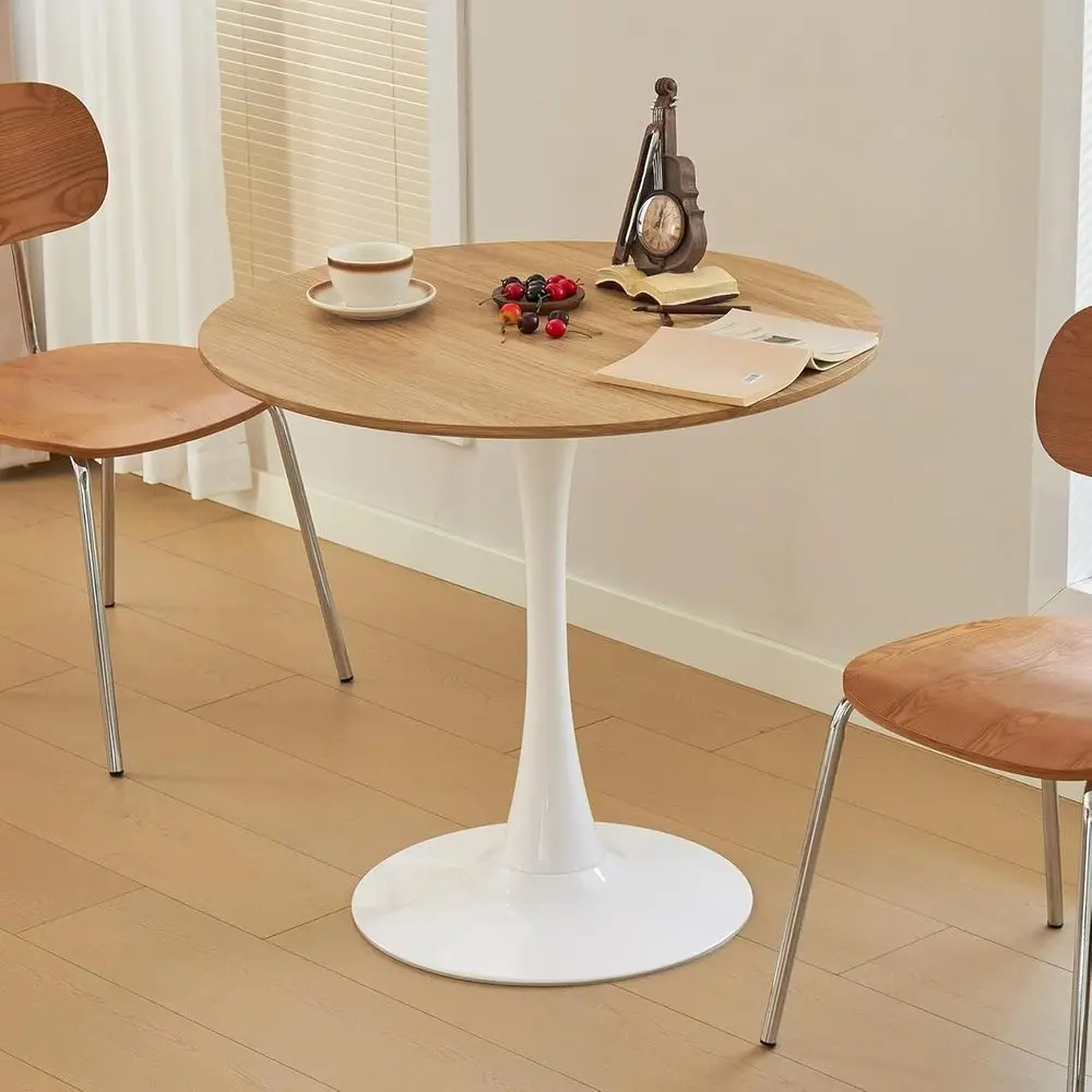 31.5 Round Dining Table with Thickened Oak Tabletop and Metal Pedestal, Ideal for Small Spaces and Living Rooms
31.5 Round Dining Table with Thickened Oak Tabletop and Metal Pedestal, Ideal for Small Spaces and Living Rooms