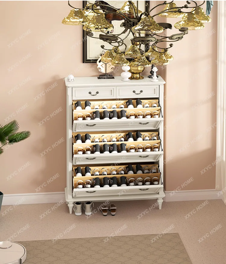All solid wood ultra-thin shoe cabinet household cream retro entrance storage cabinet
All solid wood ultra-thin shoe cabinet household cream retro entrance storage cabinet
