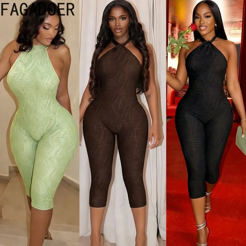 FAGADOER Sexy Solid Color Bodycon Jumpsuits for Woman Halter Sleeveless Backless Rompers Female Streetwear Overalls 2026 New
FAGADOER Sexy Solid Color Bodycon Jumpsuits for Woman Halter Sleeveless Backless Rompers Female Streetwear Overalls 2026 New