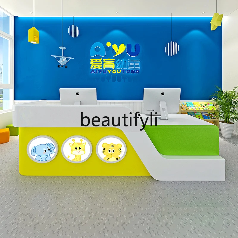 Reception Desk for Training Institutions,Store Cashier Early Education Center Bar Table School Lacquered Kindergarten Front Desk
Reception Desk for Training Institutions,Store Cashier Early Education Center Bar Table School Lacquered Kindergarten Front Desk