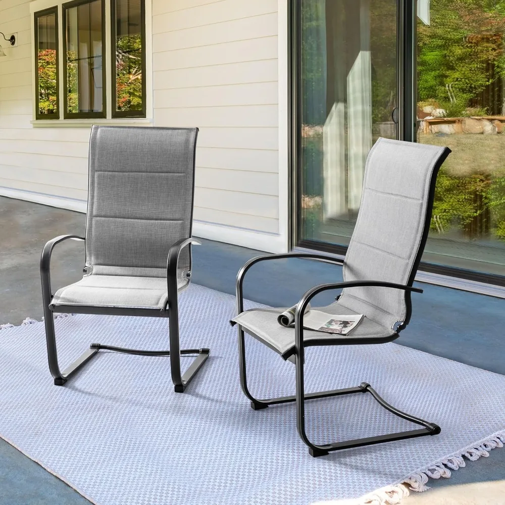 Padded Textilene Patio Dining Chairs Set of 2, C-Spring Patio Chairs with Curved Armrests, Powder-Coated Metal Frame
Padded Textilene Patio Dining Chairs Set of 2, C-Spring Patio Chairs with Curved Armrests, Powder-Coated Metal Frame