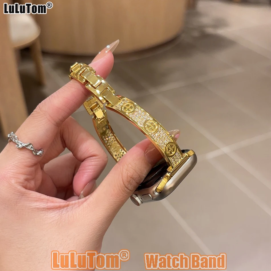 Тонкий ремешок для Apple Watch 38 40 41 42 44 45 46 49 мм с бриллиантами, ремешок Iwatch Series 10 9 8 7 6 5 4 SE Ultra Ювелирный браслет 
Тонкий ремешок для Apple Watch 38 40 41 42 44 45 46 49 мм с бриллиантами, ремешок Iwatch Series 10 9 8 7 6 5 4 SE Ultra Ювелирный браслет