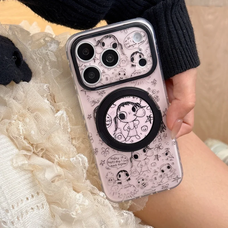 Funny Cute Cartoon Girl Graffiti Painting Phone Case For iPhone 17 Pro 16 15 14 Pro Max Cover with Rotation Stand Shockproof Cas
Funny Cute Cartoon Girl Graffiti Painting Phone Case For iPhone 17 Pro 16 15 14 Pro Max Cover with Rotation Stand Shockproof Cas