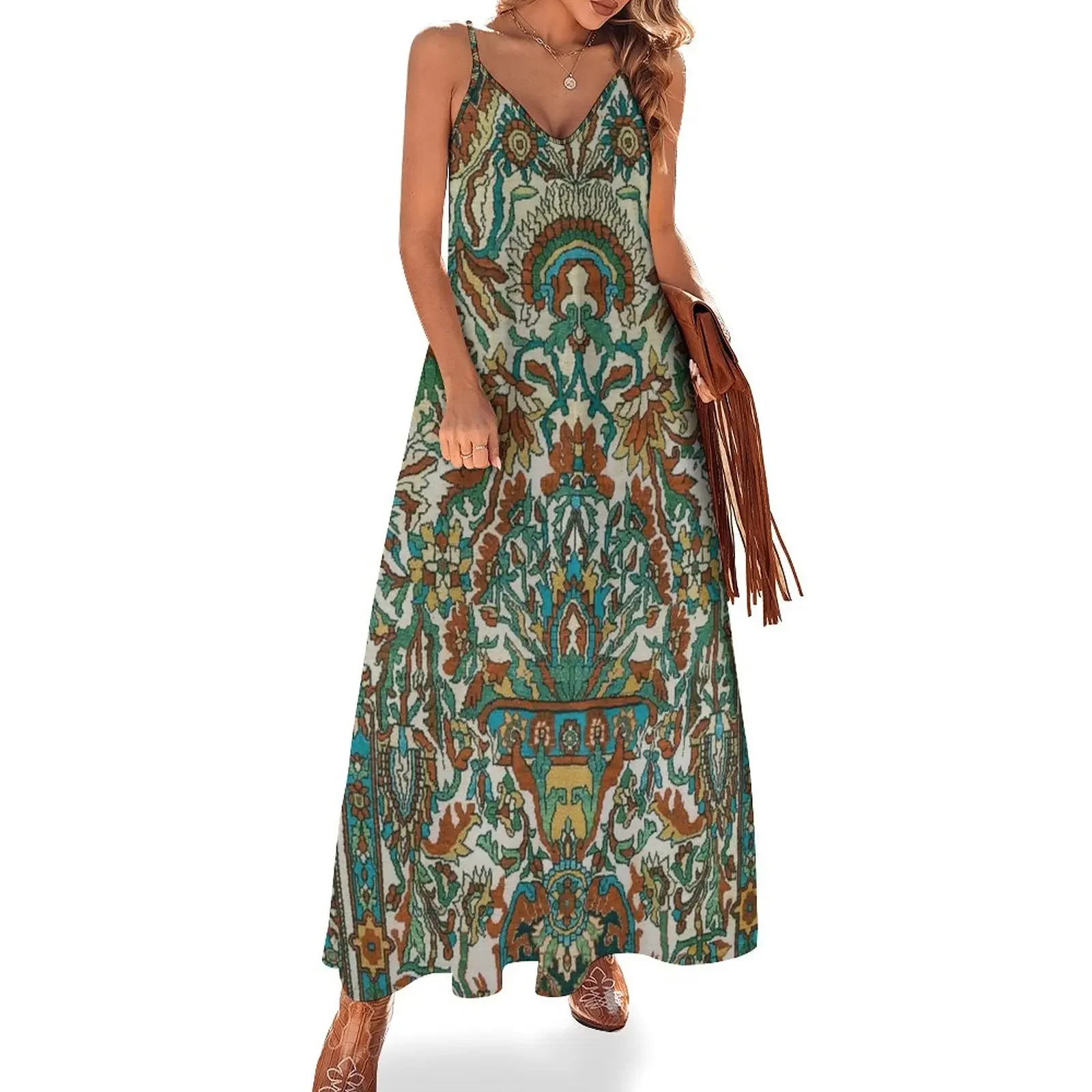 Sarouk Persian Rug Print Sleeveless Dress Women's skirt party dresses women Clothing Dress
Sarouk Persian Rug Print Sleeveless Dress Women's skirt party dresses women Clothing Dress