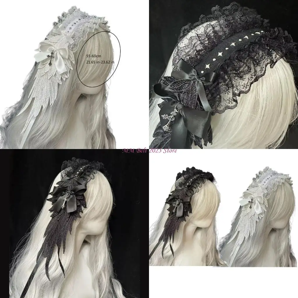 49ME Angel Wing Anime Lace Headband with Bowknot and Crossed Pendant For Women and Girl All Age Headwrap For Special Event
49ME Angel Wing Anime Lace Headband with Bowknot and Crossed Pendant For Women and Girl All Age Headwrap For Special Event