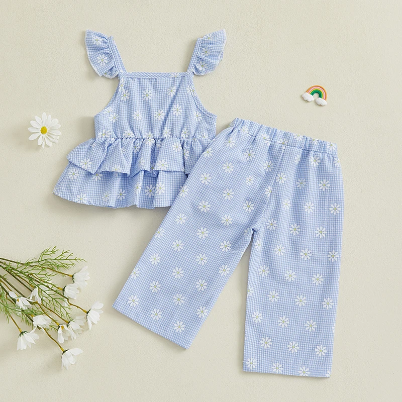 Adorable Baby Girls 2 Piece Outfits with Plaid Floral Print Ruffled Fly Sleeve Tops and Elastic Pants Set - Stylish Summer
Adorable Baby Girls 2 Piece Outfits with Plaid Floral Print Ruffled Fly Sleeve Tops and Elastic Pants Set - Stylish Summer