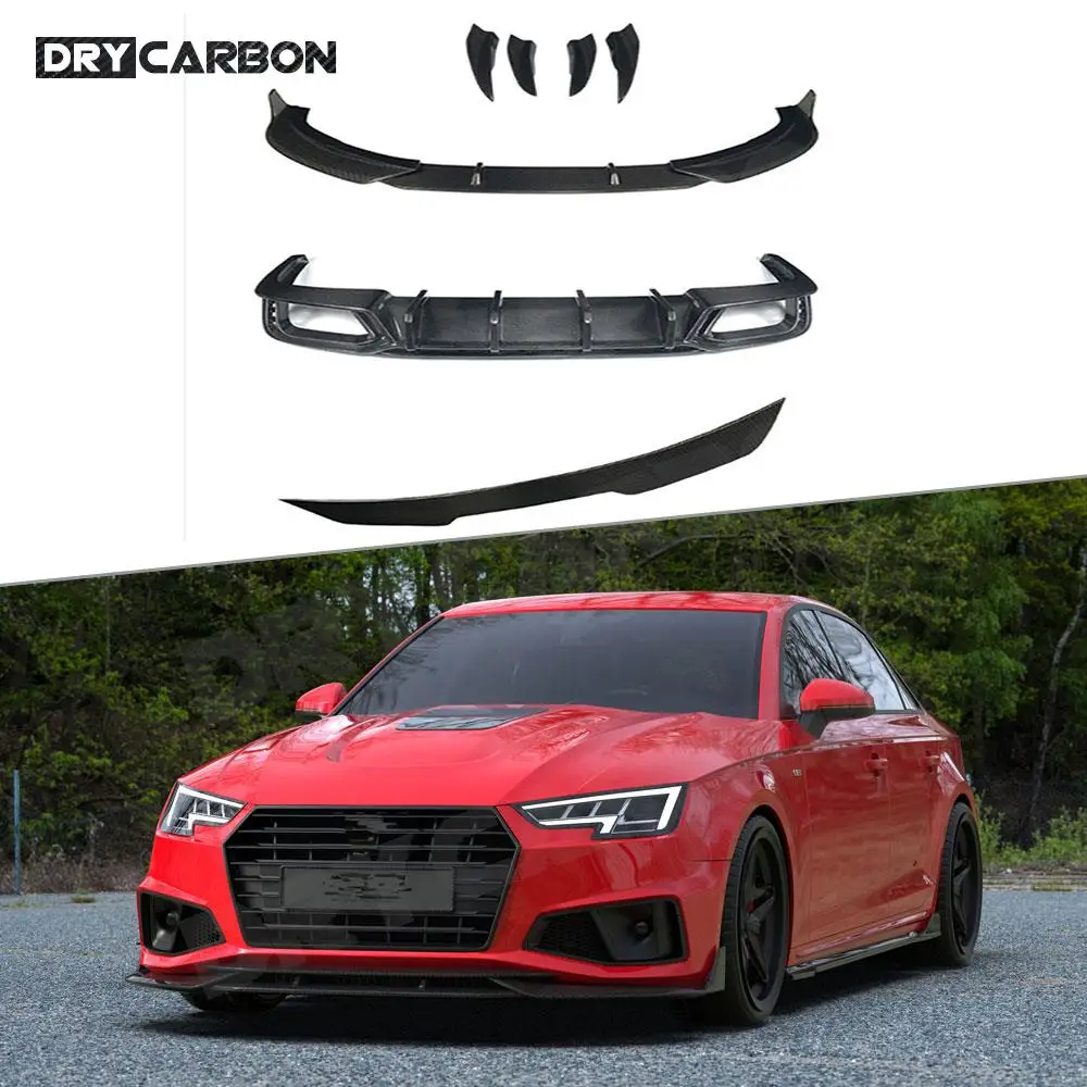 Dry Carbon Fiber Body Kit For Audi A4 S4 B9 2016+ Front Lip Rear Bumper Diffuser Side Skirts Aprons Rear Boot Spoiler Wings
Dry Carbon Fiber Body Kit For Audi A4 S4 B9 2016+ Front Lip Rear Bumper Diffuser Side Skirts Aprons Rear Boot Spoiler Wings