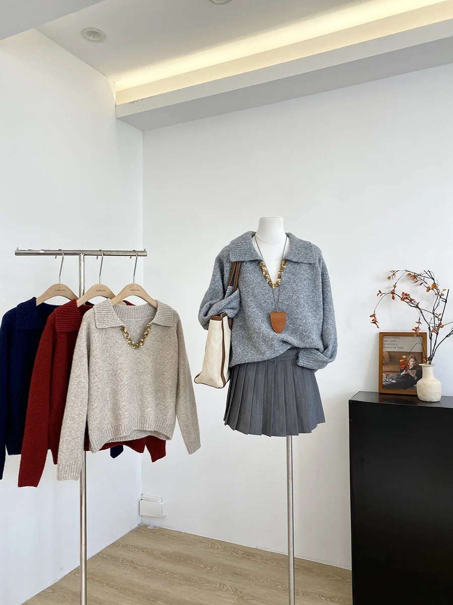 Loose Casual Retro Collared Long Sleeve Knitted Sweater Winter New Arrival Korean Style Commute Style Polyester Fiber 100%
Loose Casual Retro Collared Long Sleeve Knitted Sweater Winter New Arrival Korean Style Commute Style Polyester Fiber 100%