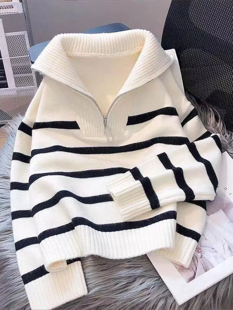 Lazin Sle полосатый вязаный свитер на молнии, топ, свободная верхняя часть, внутренняя одежда, осень-зима, Новое поступление, для поездок на работу, Sle
Lazin Sle полосатый вязаный свитер на молнии, топ, свободная верхняя часть, внутренняя одежда, осень-зима, Новое поступление, для поездок на работу, Sle