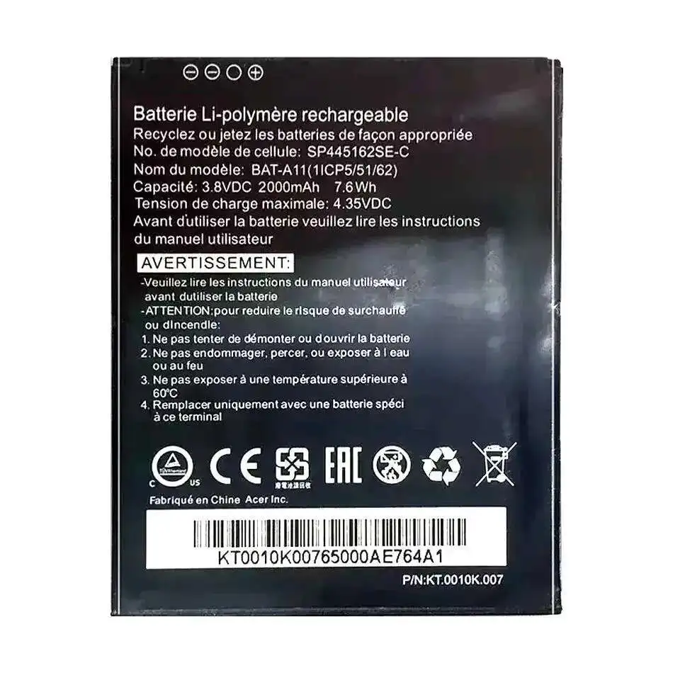 Экологически чистый аккумулятор для мобильного телефона Acer Liquid Z410 T01 Z330 Bat A11 Bat-A11, 2000 мАч
Экологически чистый аккумулятор для мобильного телефона Acer Liquid Z410 T01 Z330 Bat A11 Bat-A11, 2000 мАч
