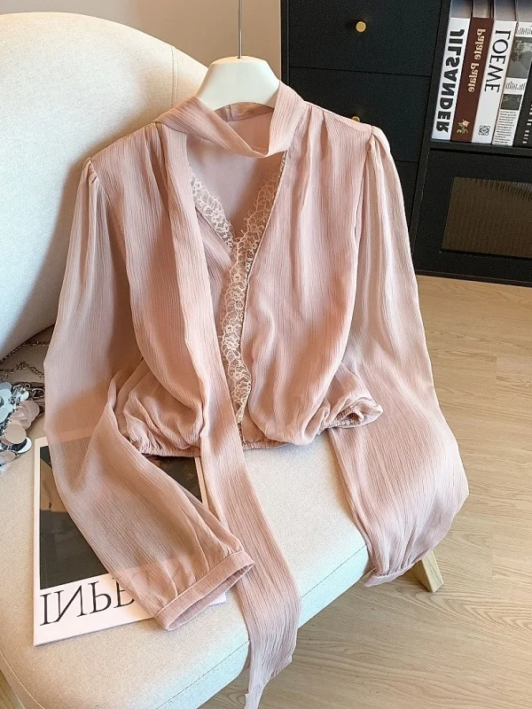 Pink Gentle Wind Shoulder Bared Long Sleeve Loose Fit Women's Shirt Chic Casual Style Polyester Fiber Daily Wear Pure Color
Pink Gentle Wind Shoulder Bared Long Sleeve Loose Fit Women's Shirt Chic Casual Style Polyester Fiber Daily Wear Pure Color