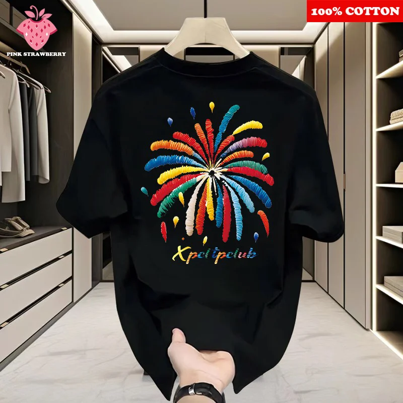 American Colorful firework Print T-shirt Men 2025 Summer New 100% Cotton Casual Short sleeve Loose T-shirt Y2k Top mens clothing
American Colorful firework Print T-shirt Men 2025 Summer New 100% Cotton Casual Short sleeve Loose T-shirt Y2k Top mens clothing