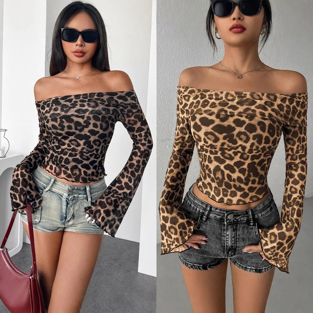 Women's Poles Off Shoulder Leopard Print Tops for Woman 2025 Summer Long Sleeve Shirts & Blouses Fashion Sexy Blouse Women
Women's Poles Off Shoulder Leopard Print Tops for Woman 2025 Summer Long Sleeve Shirts & Blouses Fashion Sexy Blouse Women