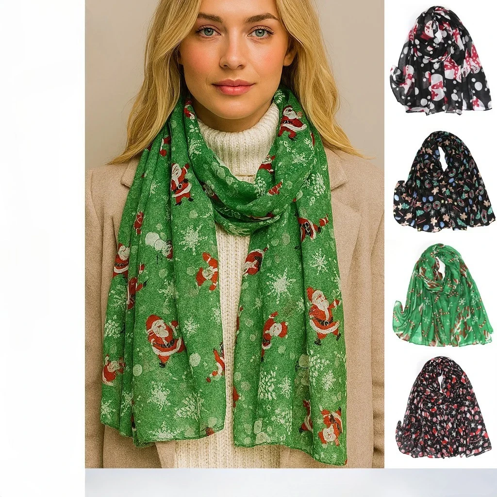 Многоцветный шарф с принтом снежинки Санта-Клауса - праздничный осенне-зимний модный аксессуар, шаль
Многоцветный шарф с принтом снежинки Санта-Клауса - праздничный осенне-зимний модный аксессуар, шаль