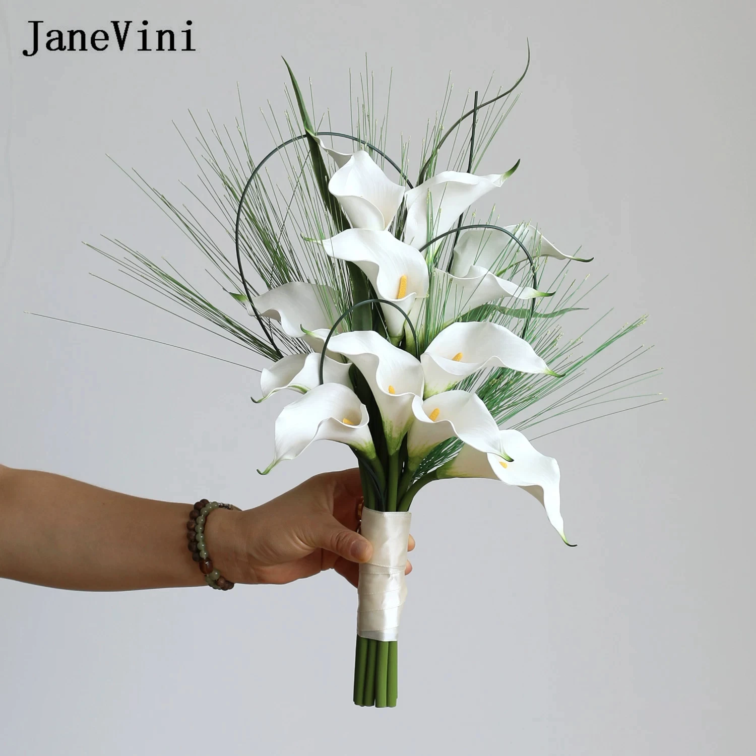 JaneVini Korean Fake Bridal Flower Bouquet White Calla Lily Green Grass Artificial Bride Hand Bouquets Bridesmaid Accessories
JaneVini Korean Fake Bridal Flower Bouquet White Calla Lily Green Grass Artificial Bride Hand Bouquets Bridesmaid Accessories