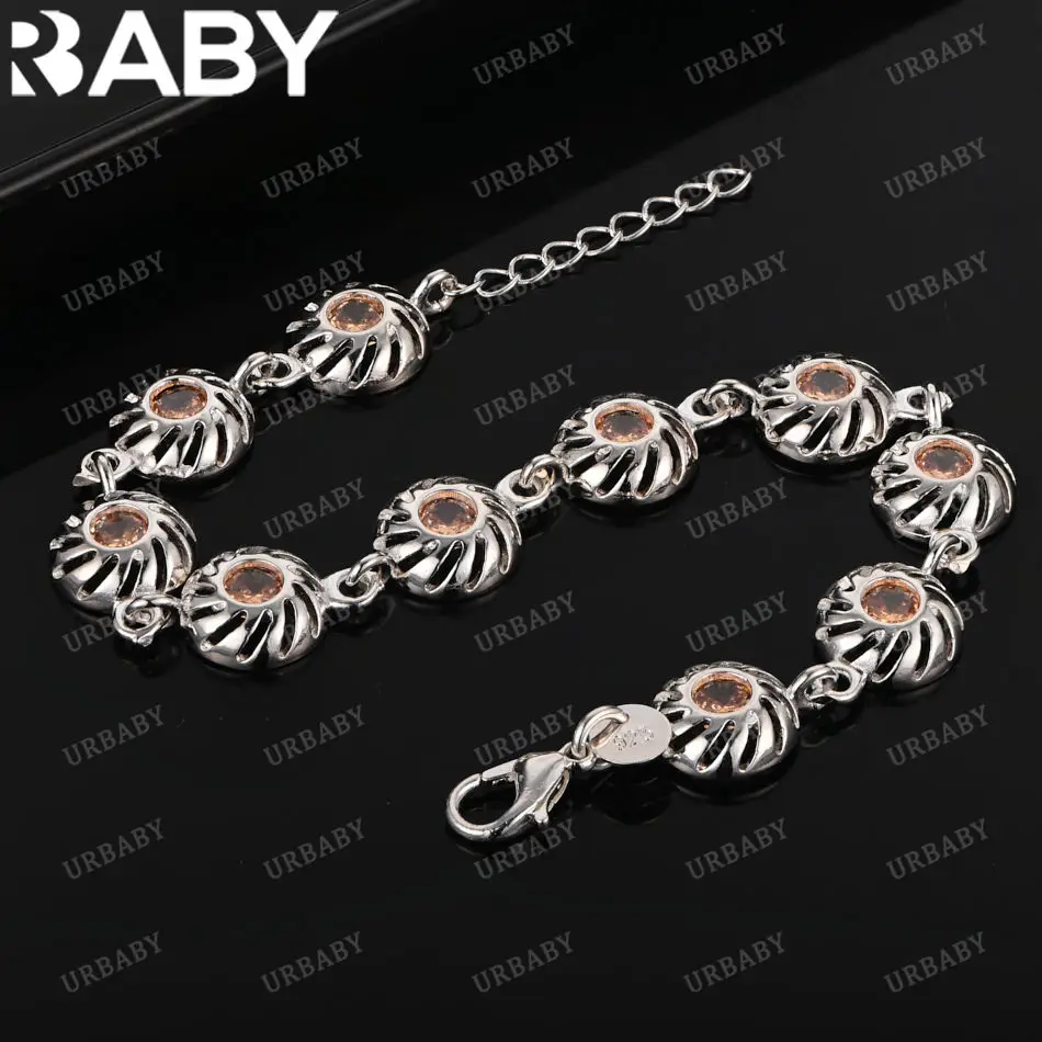 URBABY 925 Sterling Silver Orange Zircons Bracelets For Women Charm Trend Birthday Gifts Fashion Party Fine Jewelry
URBABY 925 Sterling Silver Orange Zircons Bracelets For Women Charm Trend Birthday Gifts Fashion Party Fine Jewelry
