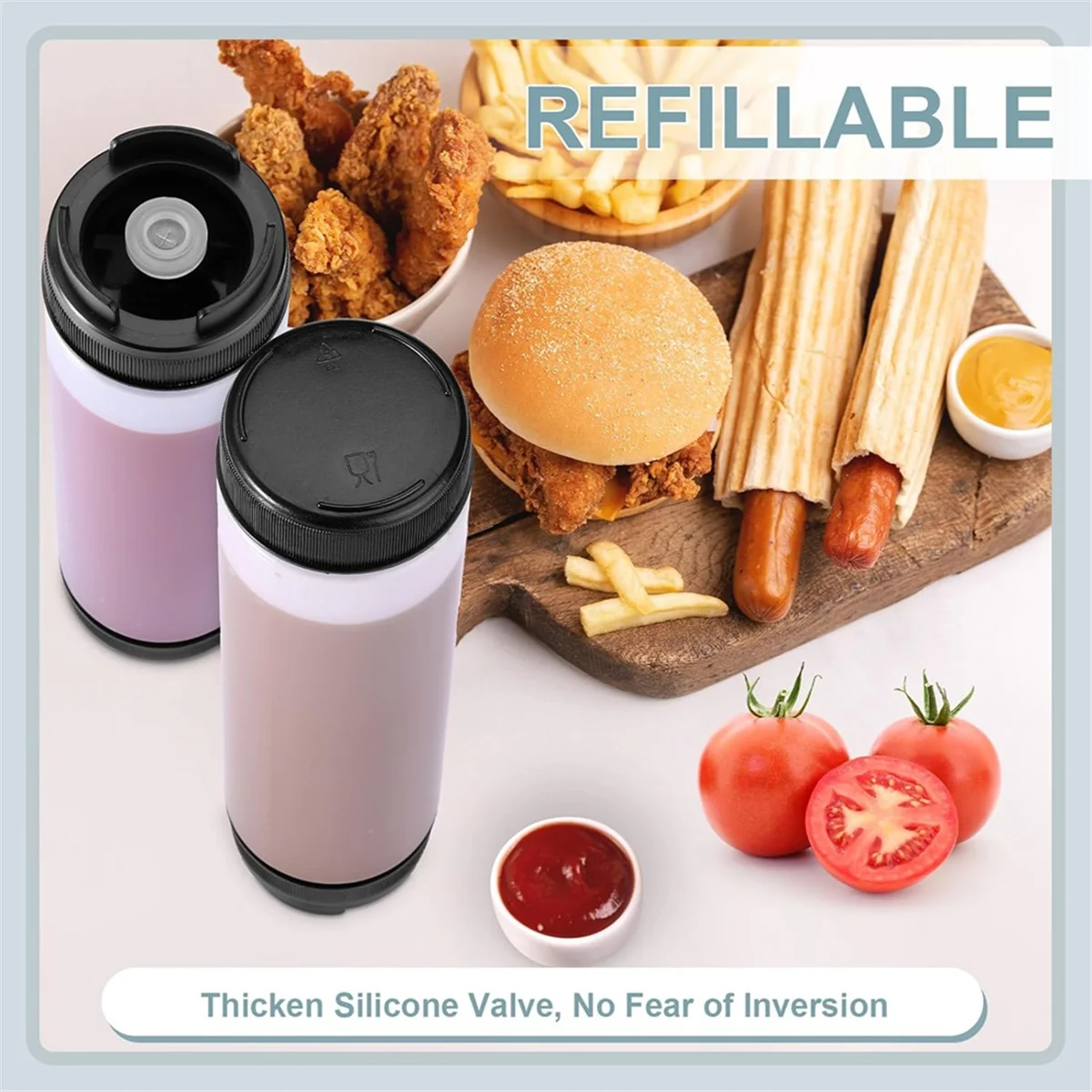 AD30-6 Pcs 16 Oz Condiment Squeeze Bottles Inverted Plastic Squeeze Bottle for Sauces Refillable Tip Large Valve Dispenser
AD30-6 Pcs 16 Oz Condiment Squeeze Bottles Inverted Plastic Squeeze Bottle for Sauces Refillable Tip Large Valve Dispenser