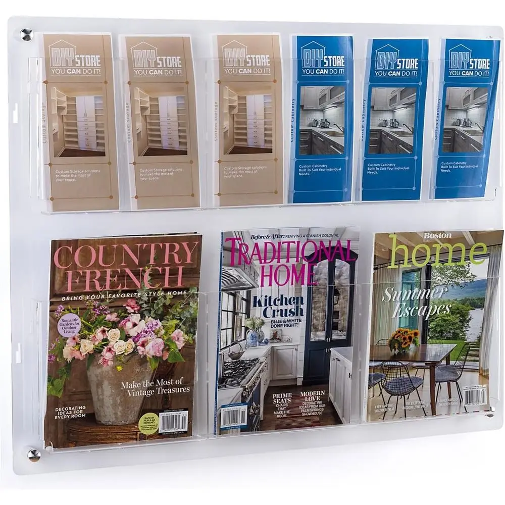 Clear Acrylic 2-Tier Wall Rack for Literature, Adjustable, Holds Brochures and Magazines
Clear Acrylic 2-Tier Wall Rack for Literature, Adjustable, Holds Brochures and Magazines