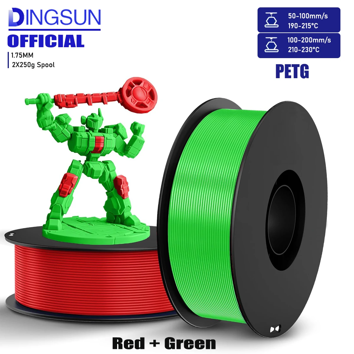 PETG Filament 1.75mm 250g/500g/1000g, 3D Printer Filament PETG, Strong Toughness,Dimensional Accuracy ±0.02mm,Red and Green
PETG Filament 1.75mm 250g/500g/1000g, 3D Printer Filament PETG, Strong Toughness,Dimensional Accuracy ±0.02mm,Red and Green