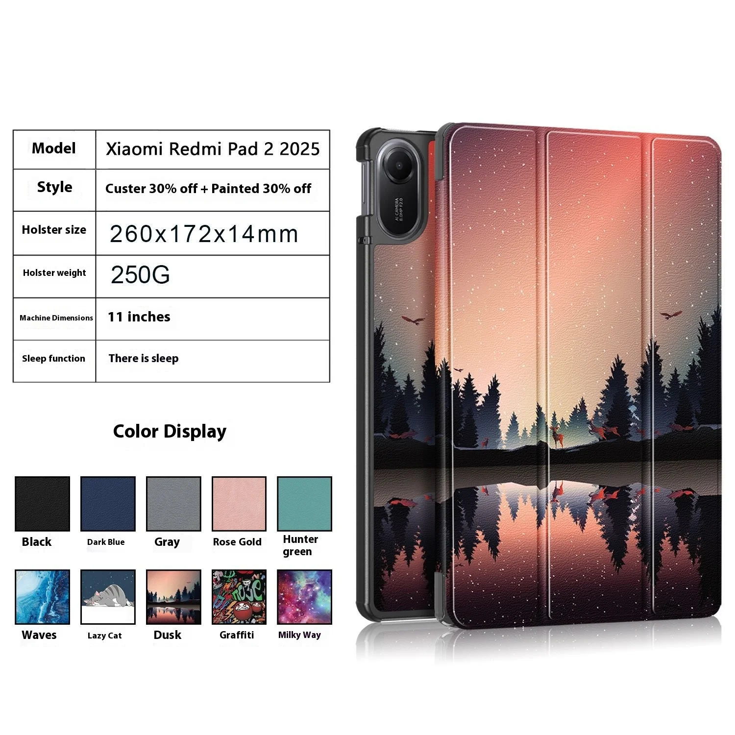For Redmi Pad 2 11inch Auto Wake Up & Sleep Tri-Fold Anti-Slip PU Leather Case Cover for Xiaomi Redmi Pad 2 2025 Tablet
For Redmi Pad 2 11inch Auto Wake Up & Sleep Tri-Fold Anti-Slip PU Leather Case Cover for Xiaomi Redmi Pad 2 2025 Tablet