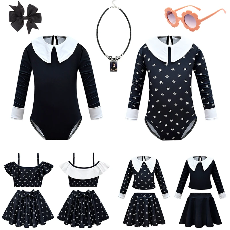 Addams Print One-piece Swimsuit for Girls Role Play Long Sleeve Sun Protection Children's Swimwear Summer Kids Swimming Suit
Addams Print One-piece Swimsuit for Girls Role Play Long Sleeve Sun Protection Children's Swimwear Summer Kids Swimming Suit