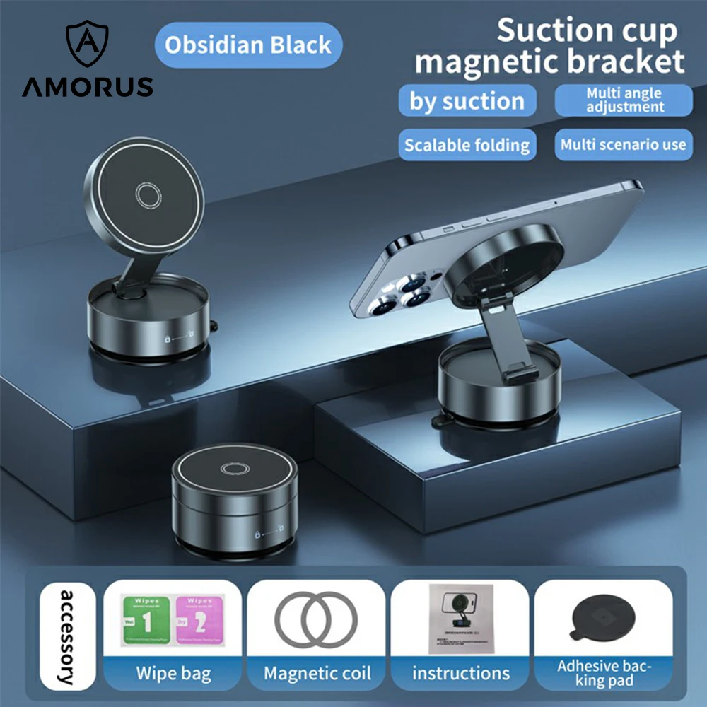 AMORUS Universal Car Phone Holder Magnetic Foldable Suction Cup Adjustable Smartphone Navigation Stand With Magnetic Ring
AMORUS Universal Car Phone Holder Magnetic Foldable Suction Cup Adjustable Smartphone Navigation Stand With Magnetic Ring