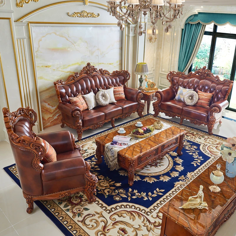 Leather sofa 123 combination villa living room full solid wood leather sofa American style
Leather sofa 123 combination villa living room full solid wood leather sofa American style