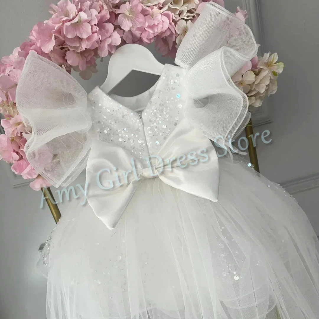 Lovely White Flower Girl Dress For Wedding Tulle Sequins Puffy Knee Length With Bow Toddler Birthday Photo Shoot Gown Customized
Lovely White Flower Girl Dress For Wedding Tulle Sequins Puffy Knee Length With Bow Toddler Birthday Photo Shoot Gown Customized
