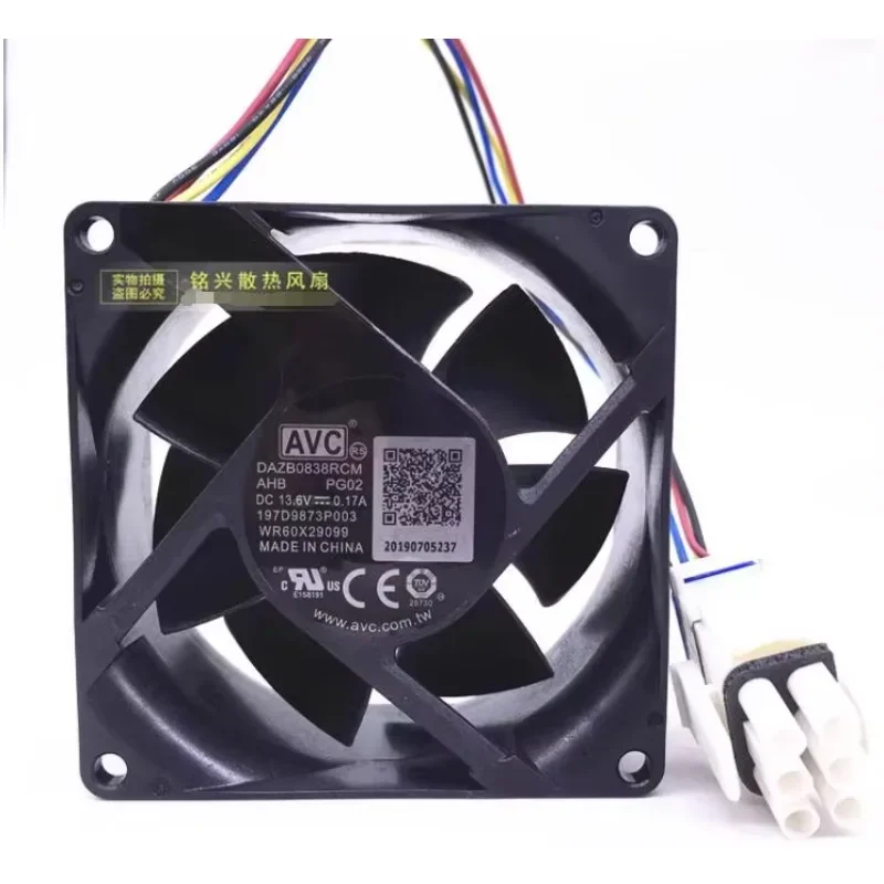 AVC DAZB0838RCMAHB DC 13.6V 0.17A 80x80x38mm 4-Wire Server Cooling Fan
AVC DAZB0838RCMAHB DC 13.6V 0.17A 80x80x38mm 4-Wire Server Cooling Fan
