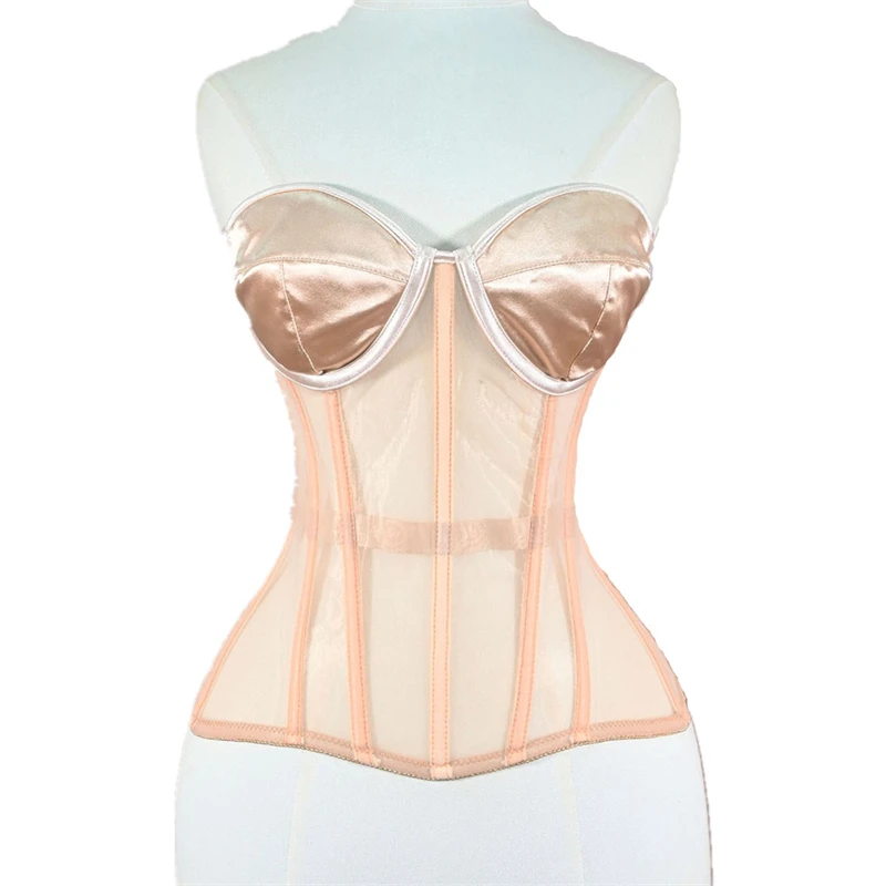 Women Sheer Mesh Overbust Corset Sexy Lace Up Boned Bodices Waist Trainer Lingerie Body Shaper Bustiers Top For Women
Women Sheer Mesh Overbust Corset Sexy Lace Up Boned Bodices Waist Trainer Lingerie Body Shaper Bustiers Top For Women