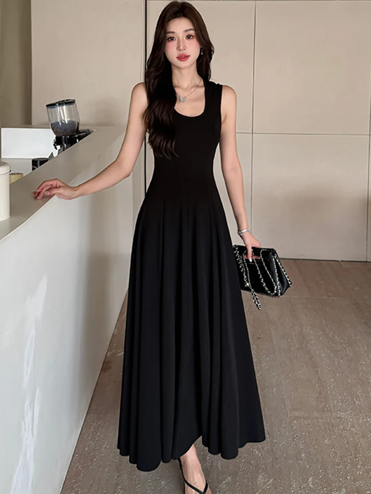 2025 Black Sleeveless Chic Sling Sexy Long Dress Women Elegant Luxury Ruffled Evening Dress Summer Korean Vintage Party Vestidos
2025 Black Sleeveless Chic Sling Sexy Long Dress Women Elegant Luxury Ruffled Evening Dress Summer Korean Vintage Party Vestidos