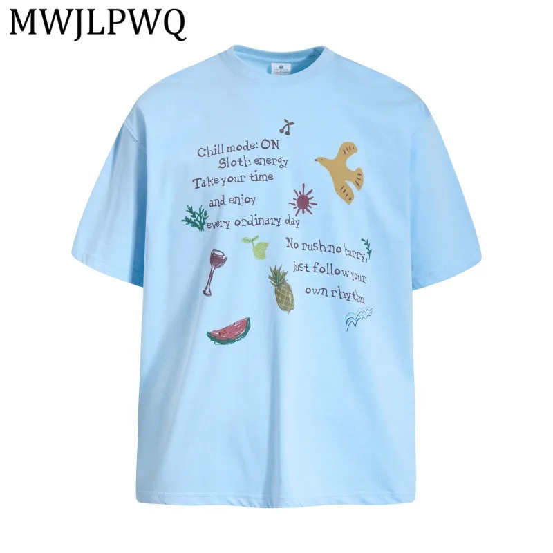 MWJLPWQ Letter Print Street Cotton Short-Sleeve T-Shirt Male Casual Loose Fit Spring Summer Men's Trendy Round-Neck Tee 16255
MWJLPWQ Letter Print Street Cotton Short-Sleeve T-Shirt Male Casual Loose Fit Spring Summer Men's Trendy Round-Neck Tee 16255