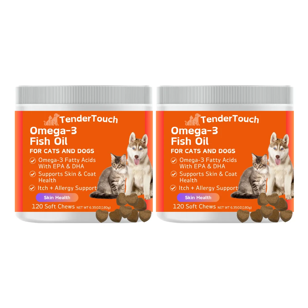 240 Chews - 2 Pack (2 x 180g/6.35oz) 360g/12.7oz - TenderTouch Omega 3 Fish Oil Supplement for Dogs & Cats, Omega 3 Fish Oil
240 Chews - 2 Pack (2 x 180g/6.35oz) 360g/12.7oz - TenderTouch Omega 3 Fish Oil Supplement for Dogs & Cats, Omega 3 Fish Oil