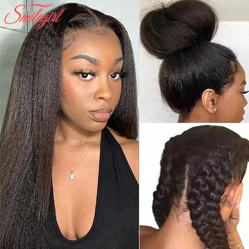 360 HD Lace Front Wigs Human Hair Hidden Strap Kinky Straight Human Hair Wig 200% Density Human Hair Wig For Women Natural Black
360 HD Lace Front Wigs Human Hair Hidden Strap Kinky Straight Human Hair Wig 200% Density Human Hair Wig For Women Natural Black