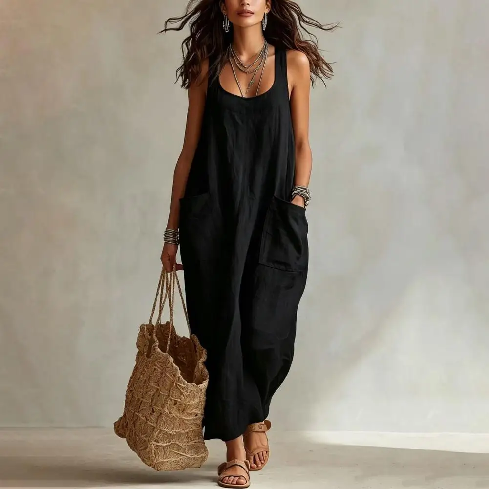 Solid Color Dress Women Versatile Square Neck Sleeveless Casual Loose Long Dress, Beach Vacation Sundress with Pockets
Solid Color Dress Women Versatile Square Neck Sleeveless Casual Loose Long Dress, Beach Vacation Sundress with Pockets