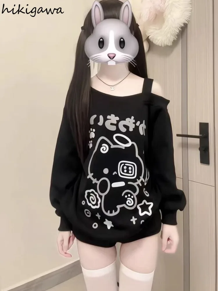 Japanese T Shirts Women Clothing Cat Print Long Sleeve Tees Fashion Off Shoulder Camisetas Y2k Tops 2025 Ropa Mujer Cute T-shirt
Japanese T Shirts Women Clothing Cat Print Long Sleeve Tees Fashion Off Shoulder Camisetas Y2k Tops 2025 Ropa Mujer Cute T-shirt