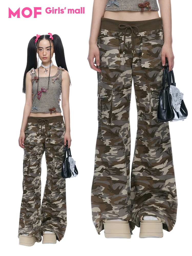 Low Waist Wide Leg Pants Retro American Style Camouflage MOF Girl Spicy Girl Wind Cotton Trousers with Ribbed Waist Head
Low Waist Wide Leg Pants Retro American Style Camouflage MOF Girl Spicy Girl Wind Cotton Trousers with Ribbed Waist Head