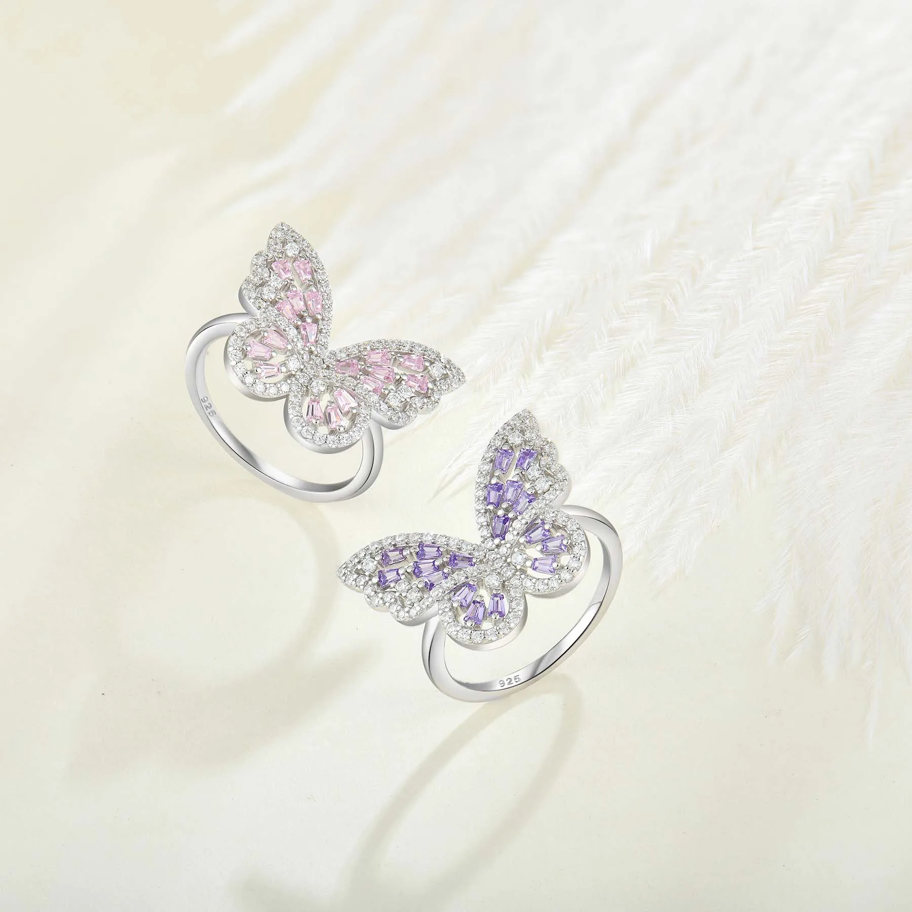 QX Custom OEM Pink Purple Cubic Zirconia Engagement 18k Gold Plated Fine Jewelry 925 Silver Luxury Butterfly Ring For Women
QX Custom OEM Pink Purple Cubic Zirconia Engagement 18k Gold Plated Fine Jewelry 925 Silver Luxury Butterfly Ring For Women