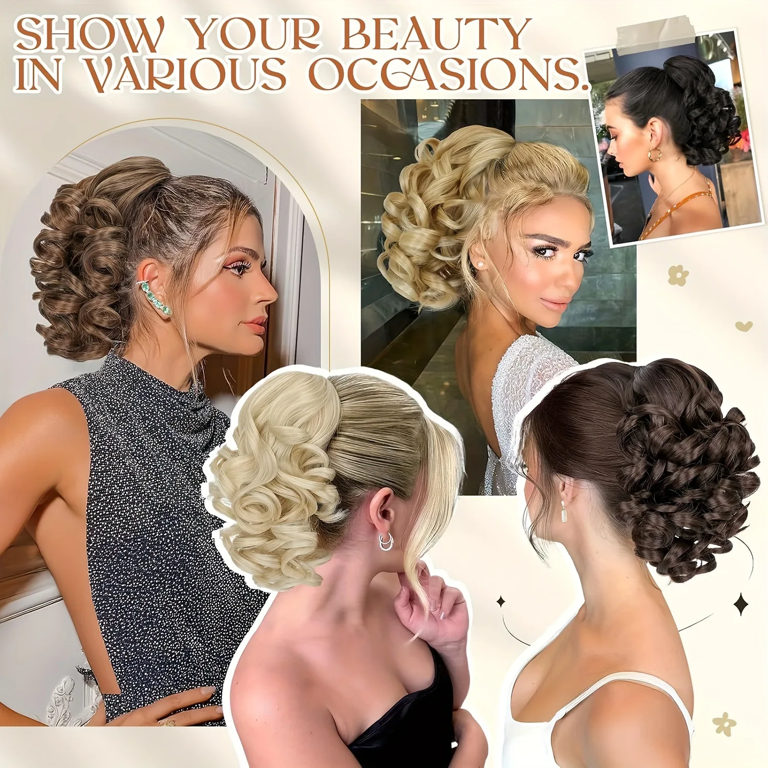 Big Wavy Curly Ponytail Synthetic Hair, Clip-On Fluffy High Ponytail, European and American Style Natural Realistic Hair Bundle, a Magic Tool for Women's Daily Commute and Party Styling
Big Wavy Curly Ponytail Synthetic Hair, Clip-On Fluffy High Ponytail, European and American Style Natural Realistic Hair Bundle, a Magic Tool for Women's Daily Commute and Party Styling