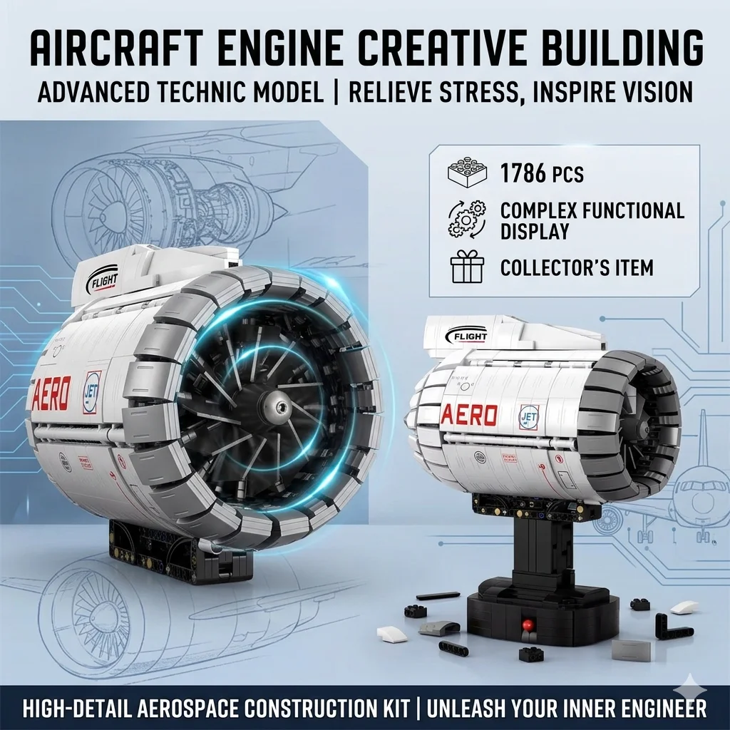 1786PCS MOC Aviation Turbofan Engine Building Blocks DIY Aircraft Jet Engine Model Bricks Construction Set Collection Gift Adult
1786PCS MOC Aviation Turbofan Engine Building Blocks DIY Aircraft Jet Engine Model Bricks Construction Set Collection Gift Adult