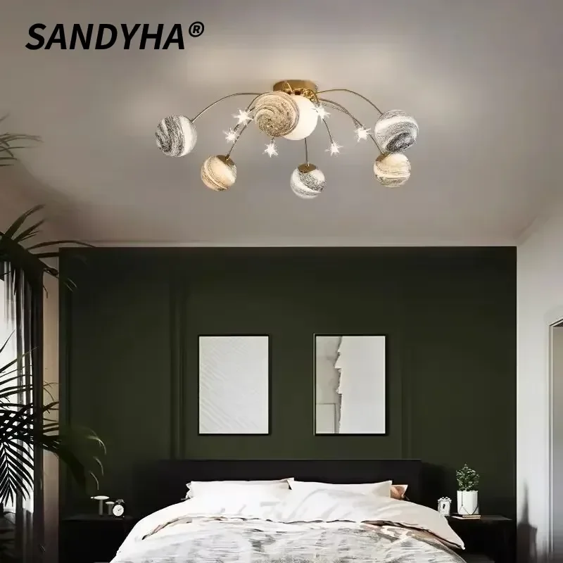 SANDYHA Star Planet светодиодная люстра современный стеклянный шар подвесной светильник для спальни, столовой, детской комнаты, потолочное художественное декоративное освещение
SANDYHA Star Planet светодиодная люстра современный стеклянный шар подвесной светильник для спальни, столовой, детской комнаты, потолочное художественное декоративное освещение