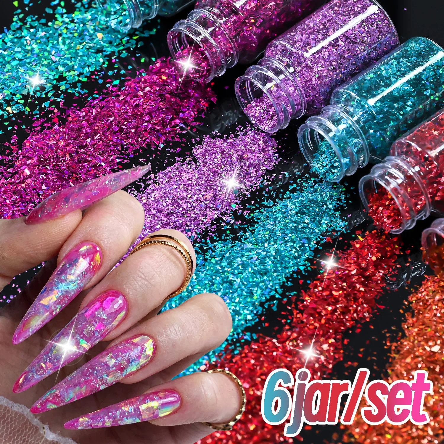 6Jars/Set Irregular Holographic Nail Sequins Sparkling Colorful Iridescent Chamelon Thin Nail Glitter Flakes DIY Manicure Supply
6Jars/Set Irregular Holographic Nail Sequins Sparkling Colorful Iridescent Chamelon Thin Nail Glitter Flakes DIY Manicure Supply