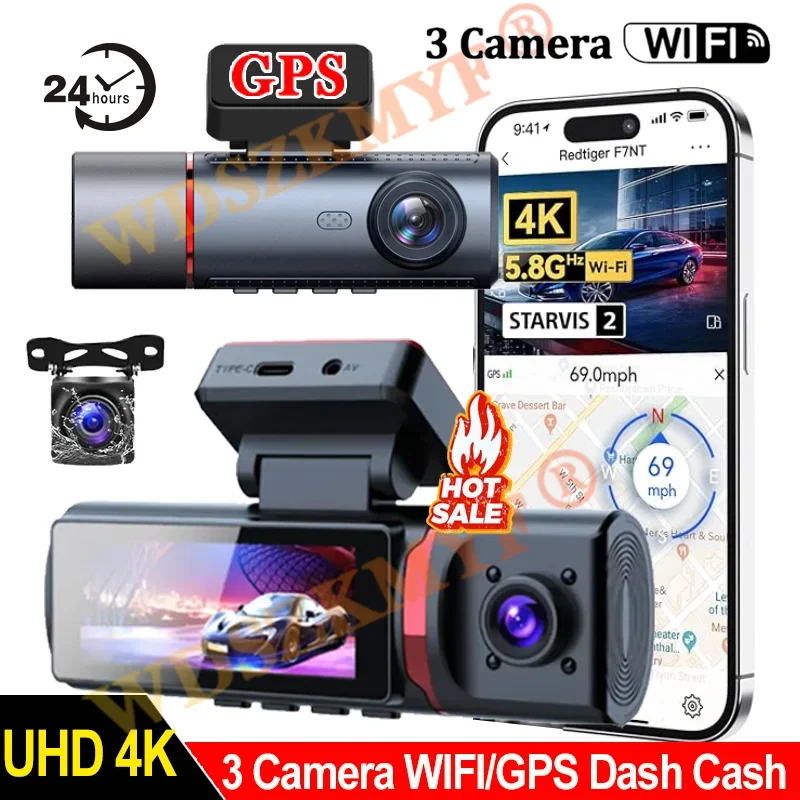 4K WIFI GPS Car Dash Cam Video Recorder 1080P 3 Lens Car DVR 24H Parking Monitor Rear View Cameras Black Box Car accessories
4K WIFI GPS Car Dash Cam Video Recorder 1080P 3 Lens Car DVR 24H Parking Monitor Rear View Cameras Black Box Car accessories