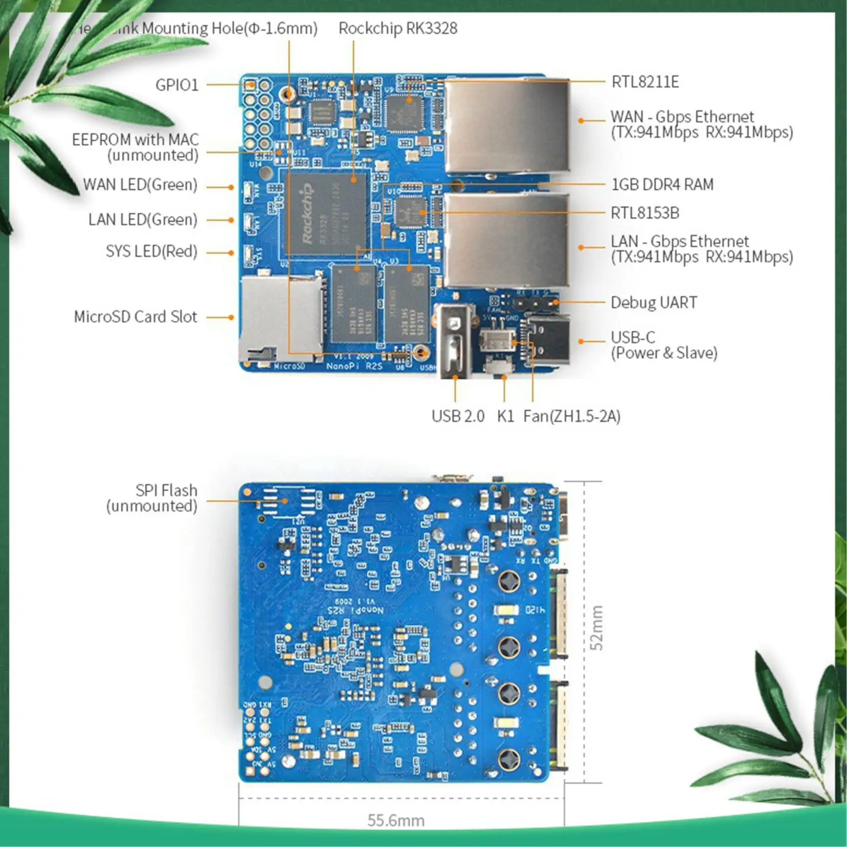 (НОВИНКА) Для Nanopi R2S для мини-маршрутизатора, одноплатная четырехъядерная плата Cortex-A53 1 ГБ DDR4 RAM Openwrt/LEDE, макетная плата
(НОВИНКА) Для Nanopi R2S для мини-маршрутизатора, одноплатная четырехъядерная плата Cortex-A53 1 ГБ DDR4 RAM Openwrt/LEDE, макетная плата