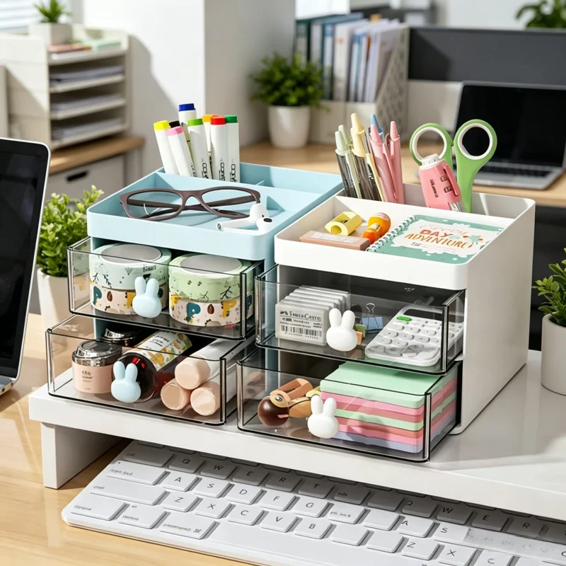 Multi-Function Small Desk Organizer with Drawer: Office, Makeup & Stationery Storage for Business Cards, Pens, Pencils and Mobil
Multi-Function Small Desk Organizer with Drawer: Office, Makeup & Stationery Storage for Business Cards, Pens, Pencils and Mobil